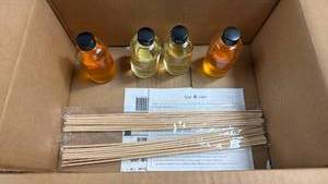 lot 317 image: Fragrance Oil Set 4 Bottles with Reed Diffuser Sticks