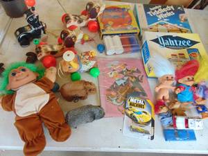 lot 3214 image: Vintage toys including troll dolls