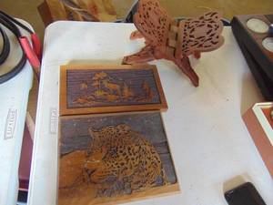 lot 3240 image: Wood cut outs and book rest