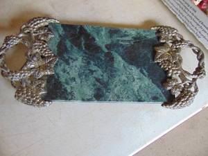 lot 3252 image: Marble cutting board with removable handles