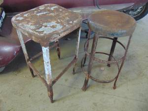 lot 3264 image: Pair of metal shop stools