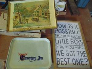 lot 3280 image: Serving trays and artwork