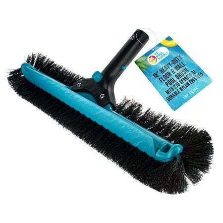 lot 10167 image: U.S. Pool Supply Professional 18  Heavy-Duty Floor & Wall Pool Brush with 270 Degrees of Durable Nylon Bristles - Reinforced Handle  Scrub Clean Corners  Steps  Leaves Debris - Safe for Vinyl Liners