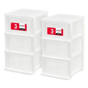 lot 24845 image: IRIS USA 3-Drawer Slim Narrow Storage Organizer, 2-Pack, WhiteClear