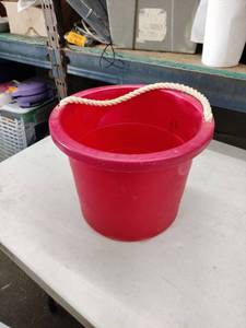 lot 24848 image: Red Plastic Bucket with Rope Handle