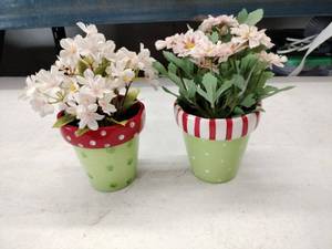 lot 24865 image: Set of 2 Decorative Faux Potted Plants