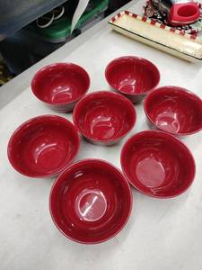 lot 24866 image: Set of 7 Mainstays Red Ceramic Bowls