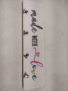 lot 24906 image: Made with Love Wall Sign with Hanging Clips