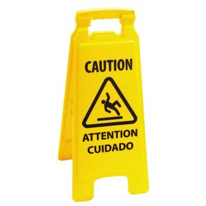 lot 24913 image: Boardwalk Caution Safety Sign For Wet Floors  2-sided  Plastic  10 X 2 X 26  Yellow