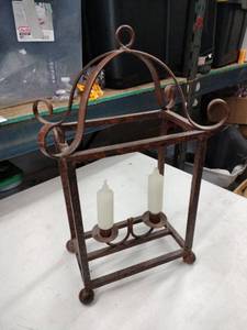 lot 24939 image: vintage-style square wrought iron lantern