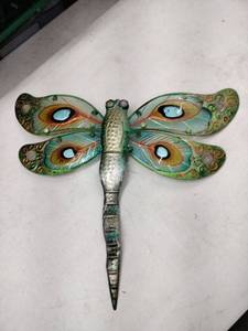 lot 24955 image: Metal Decorative Dragon Bly with Peacock Feather Style Wings