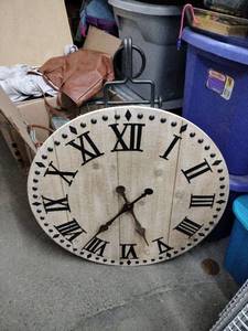 lot 24959 image: Stratton Home Decor Distressed White Wood Wall Clock