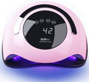 lot 24982 image: W&H UV LED Nail Lamp, 120W Faster Gel Nail Dryer Professional Curing Lamp for Fingernail and Toenail Nail Gel Polish Machine with 4 Timer Setting Touch Screen ��Sun BQ5T�� (Pink)
