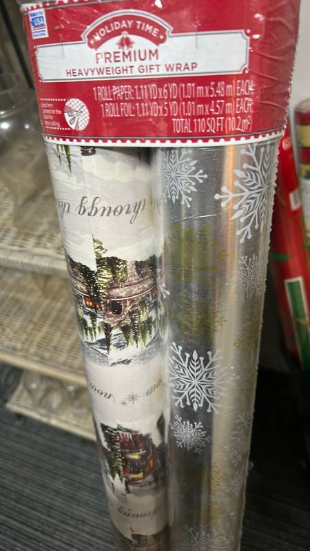 lot 40442 image: Holiday Time Premium Heavyweight Christmas Gift Wrap 2-Roll Set
