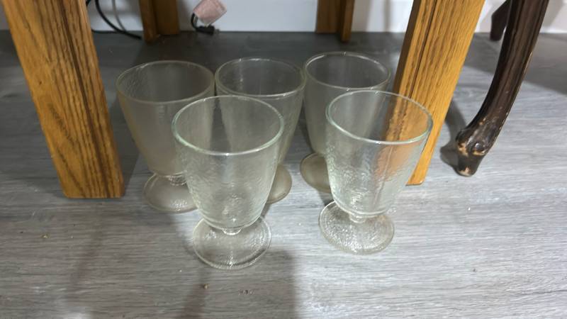 lot 40471 image: Set of 4 Textured Glass Footed Goblets