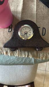 lot 7006 image: Quartz Desk Clock with Black Crocodile Textured Case