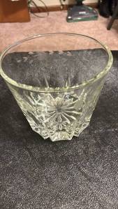 lot 6952 image: Princess House ice bucket-  Cut Glass Tumbler with Starburst and Floral Etching