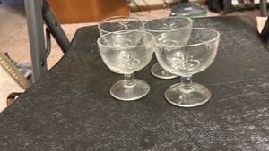 lot 6955 image: Princess House - Set of 4 Glass Footed Cocktail Coupe Glasses with Star Pattern