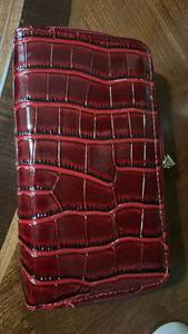 lot 60073 image: Red Crocodile Embossed Zip-Around Wallet