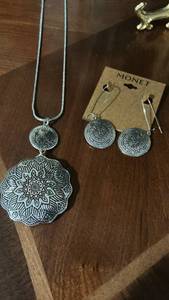 lot 60086 image: Monet Medallion Necklace and Earring Set with Snake Chain