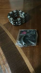 lot 60090 image: Paparazzi Bracelet and Hair Coil Set Black Silver Beaded