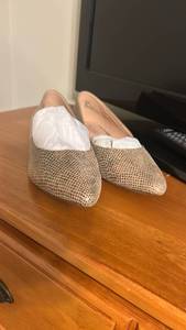 lot 60116 image: Womens Pointed Toe Flat Loafer Shoes Beige Mesh and Suede