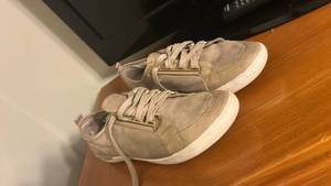 lot 60119 image: Pair of Beige Lace-Up Sneakers with White Sole