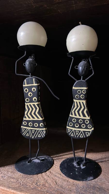 lot 60508 image: African Tribal Figure Candle Holders Set of 2