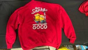lot 7753 image: Red Holiday Graphic Sweatshirts, 2 Pieces