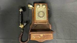lot 7755 image: Wall-Mount Rotary Dial Telephone with Handset