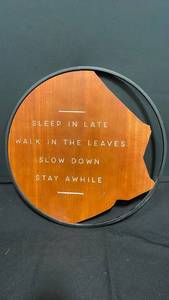 lot 7756 image: Leaf-Shaped Wall Art with Text Engraving