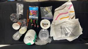 lot 7767 image: Party Supplies Lot Disposable Plates, Cups, Utensils, Napkins, Decorations