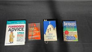 lot 7816 image: Lot of 4 Religious and Self-Help Books Including Forbidden Advice, Catholic Answers, Bible, Boundaries