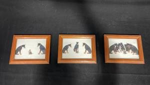 lot 7833 image: Set of 3 Framed Dog Prints with Wood Frames