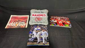 lot 7841 image: Kansas City Chiefs Sports Memorabilia Lot 4 Pieces Mahomes Super Bowl