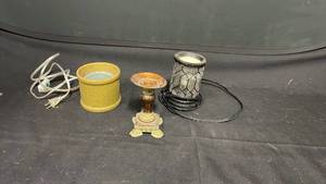 lot 7845 image: Decorative Objects Lot Yellow Planter Drum Candle Holder Urn
