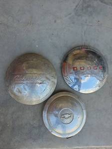 lot 23 image: Chevrolet Dodge Hub Cap Lot 3 Pieces Vintage Automotive