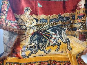 lot 240 image: Vintage Bullfighting Tapestry, 72 x 48