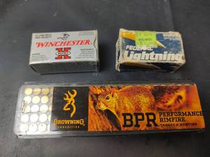 lot 257 image: Winchester Super X 22 Long Rifle High Velocity 50 Rounds, Federal Lightning 22 LR, Browning BPR 22 Lot