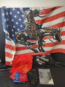 lot 353 image: End of The Trail American Flag and Assorted Bandanas