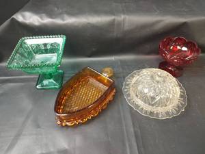lot 356 image: Vintage Amber G.Wright Iron Candy Dish and More