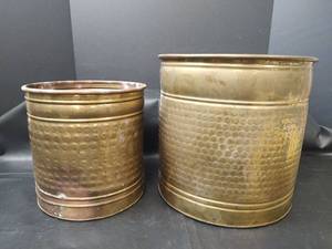 lot 370 image: Brass Planters with Hammered Pattern