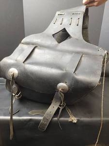 lot 390 image: Leather Motorcycle Saddle Bags, Need Cleaning