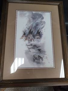 lot 521 image: Framed Native American Print, 19 x 25