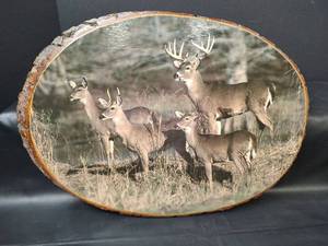 lot 535 image: Deer Family Wildlife on Wood Slice