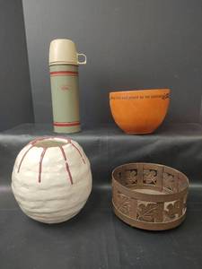 lot 623 image: Vintage Thermos Vacuum Bottle with Assorted Containers