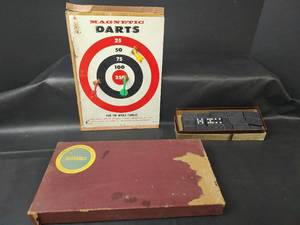 lot 629 image: Vintage Magnetic Darts, Scrabble and Dominos