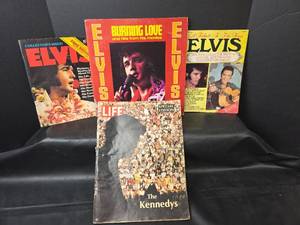 lot 655 image: Elvis Magazines, Record Album, and LIFE Kennedys Publication