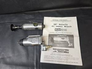 lot 670 image: Central Pneumatic 38 Butterfly Air Impact Wrench Model 93100 and 14 Air Die Grinder