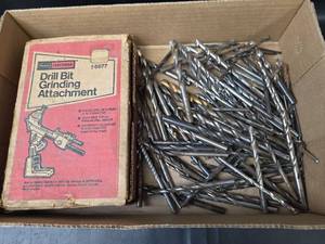 lot 678 image: Sears Drill Bit Grinding Attachment and Assorted Drill Bits